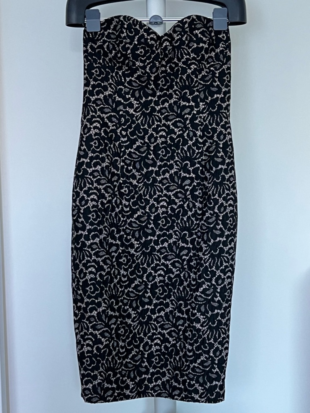Michael Kors Black Strapless Lace-Effect Sheath Dress